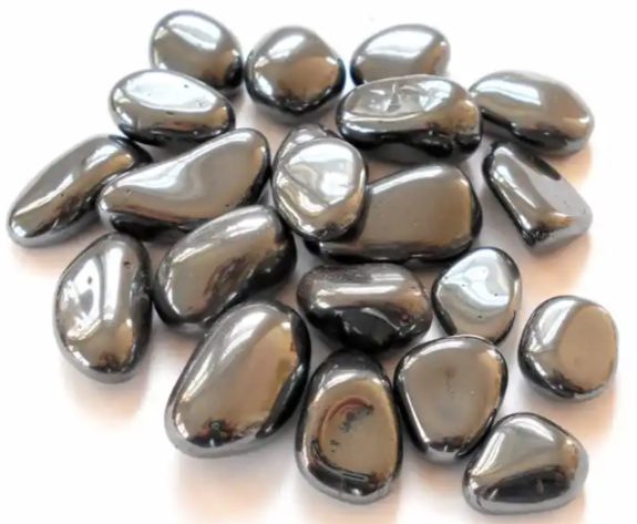 Hematite tumbled stone for grounding and focus