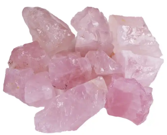 Raw Rose Quartz crystal, known for unconditional love and emotional healing