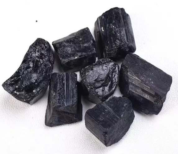 Raw Black Tourmaline crystals used for grounding and energy protection